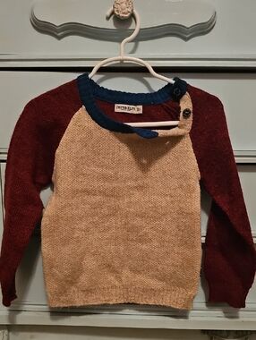 Imps & Elfs Colorblock Crew Sweater - Cream, Burgundy & Navy